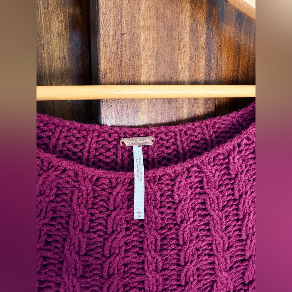 Free People Sandre Cable-Knit Pullover Sweater in Dreamy Mulberry 🤍✨ - Picture 5 of 7